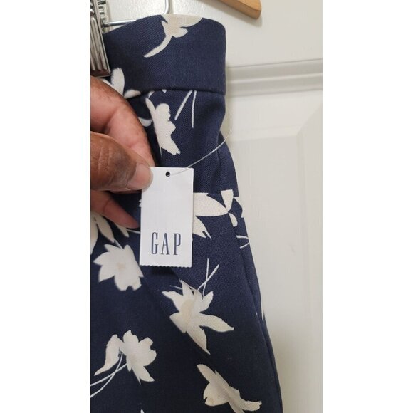 Gap Womens Navy Blue Floral Print Pants With Zipper Closure & Pockets Skinny - Picture 9 of 12